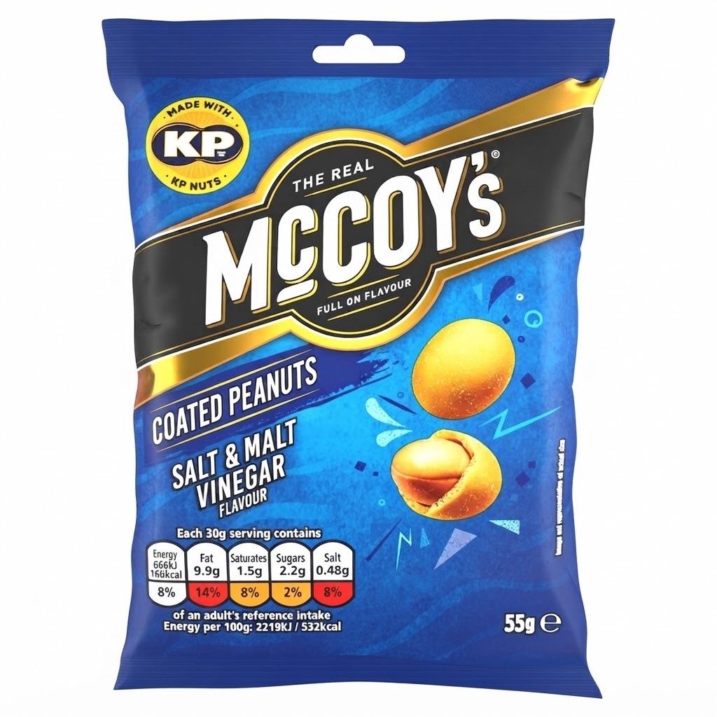 McCoy's Coated Peanuts 55g x 16 | Salt & Malt Vinegar | KP Nuts