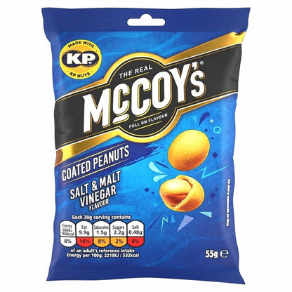 McCoy's Coated Peanuts 55g x 16 | Salt & Malt Vinegar | KP Nuts