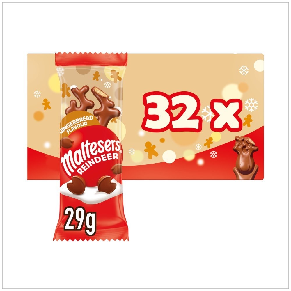 29g x 32 Maltesers Reindeer Gingerbread Chocolate Christmas Treat Bulk Box