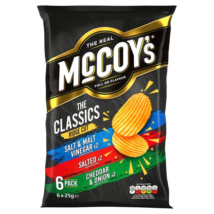 McCoy's Classic Variety Multipack Crisps 25g x 6 x 20 | 3 Full-On Flavours