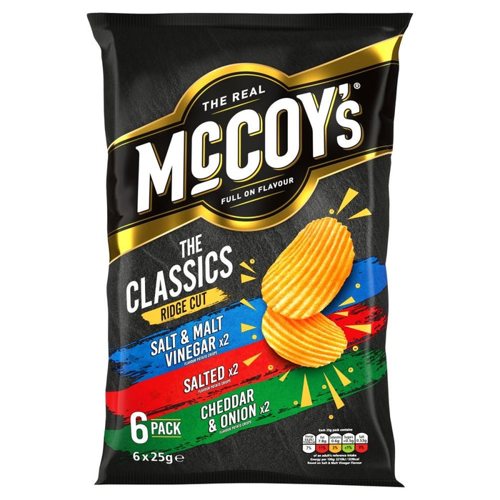 McCoy's Classic Variety Multipack Crisps 25g x 6 x 20 | 3 Full-On Flavours