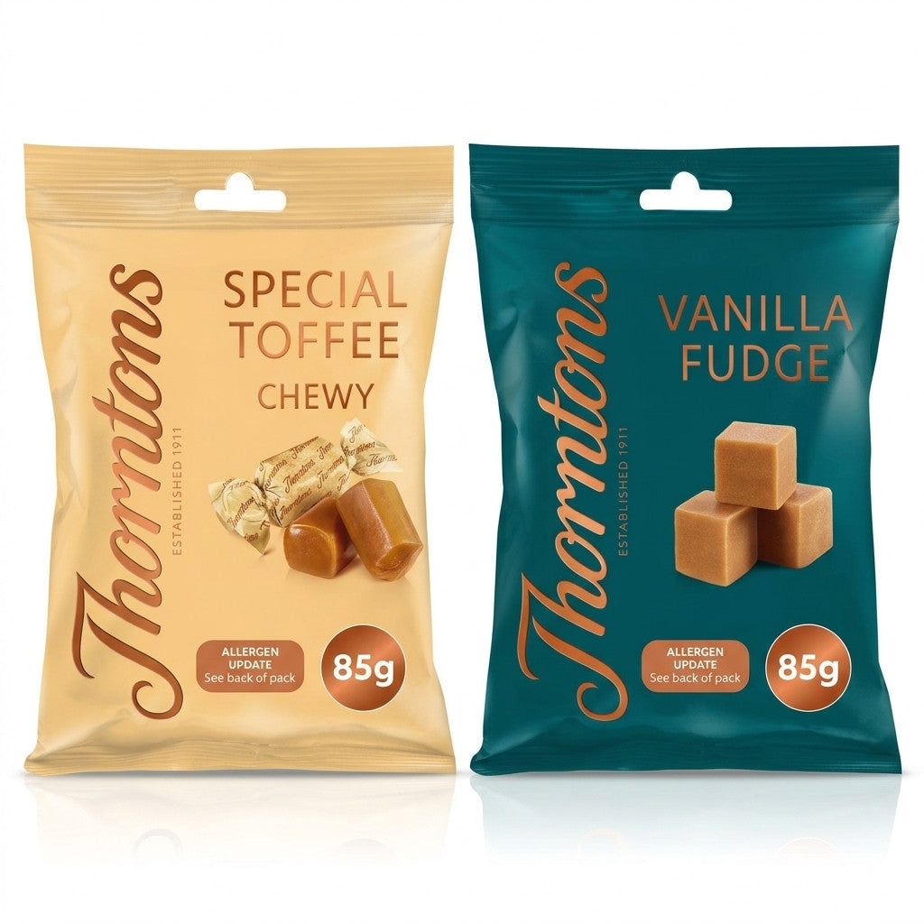 Thorntons Chewy Toffee & Vanilla Fudge 85g | Vegetarian Confectionery