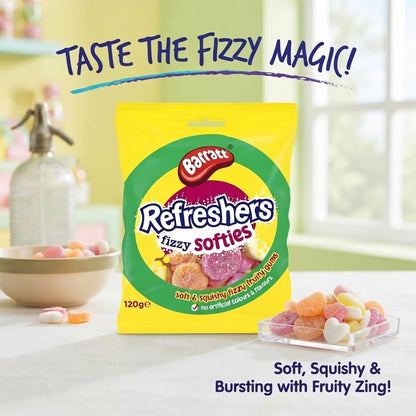 Barratt Refreshers Fizzy Softies 120g x 12 | Soft & Squishy Fruity Gums
