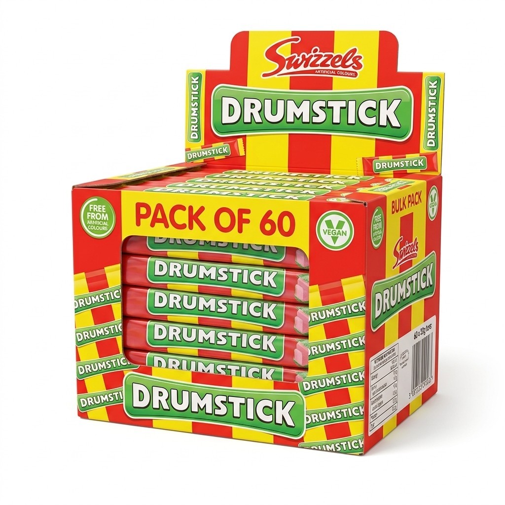 Swizzels Drumstick Raspberry & Milk Chew Bars 18g x 60 | Vegan