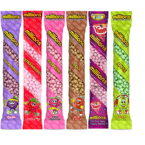 Millions Bubblegum Chewy Sweets 55g x 12 | Tiny Tasty Sweets