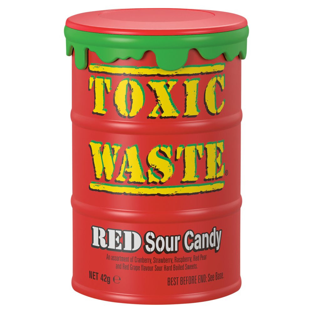 Toxic Waste Sour Candy 42g x 24 | Red Sour & Hazardously Sour Challenge Pack