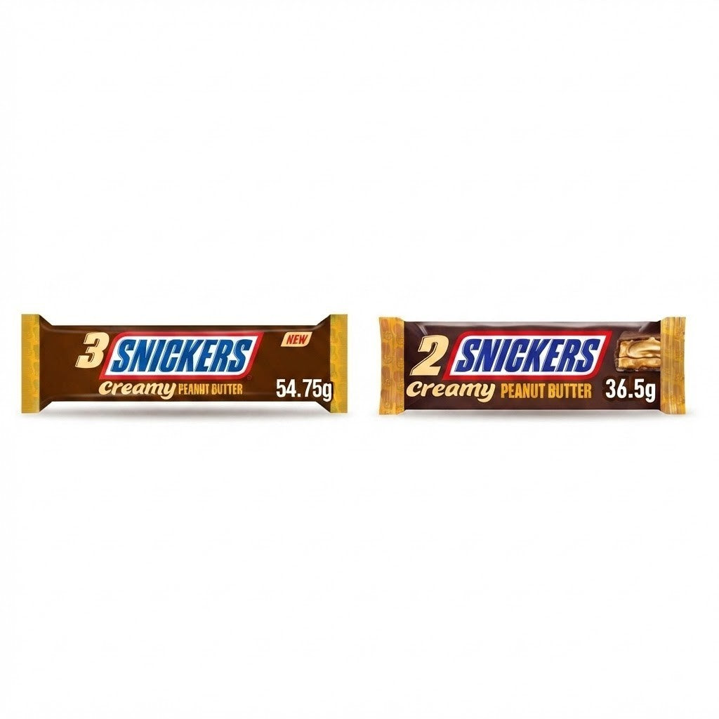 Snickers Creamy Peanut Butter Milk Chocolate Bar Box Choice of Size & Trio/Duo