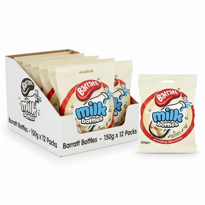 Barratt Milk Bottles Sweets 150g x 12 | Real Milk | Retro Sweetshop Classic