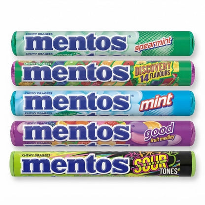 Mentos Chewy Dragees Rolls 38g | Mint, Fruit, Berry & Sour | Bulk