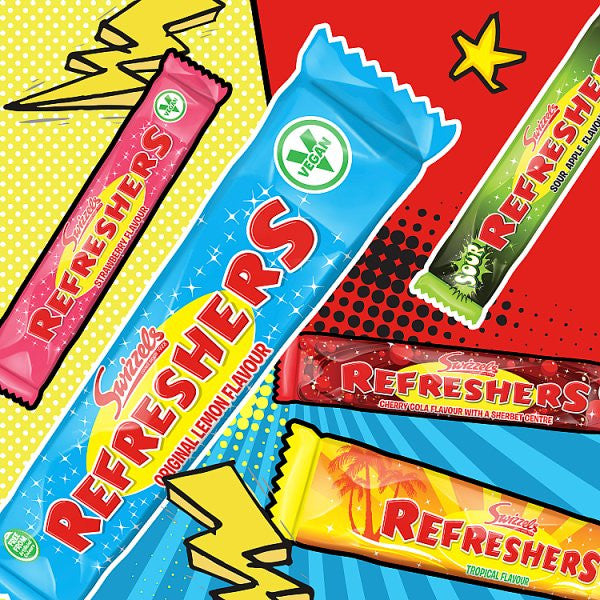 Swizzels Refreshers Original Lemon Chew Bars 18g x 60 | Vegan Sherbet Sweets