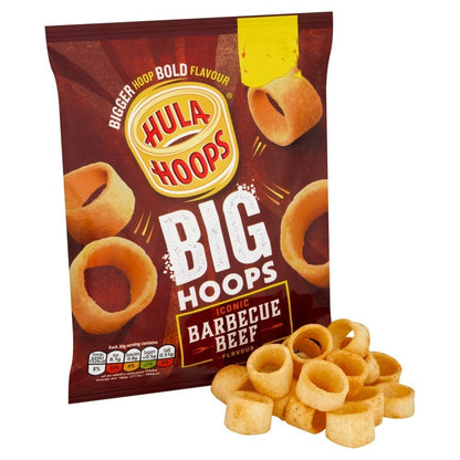 Hula Hoops Big Hoops Crisps 70g x 20 | BBQ Beef or Irresistibly Salted