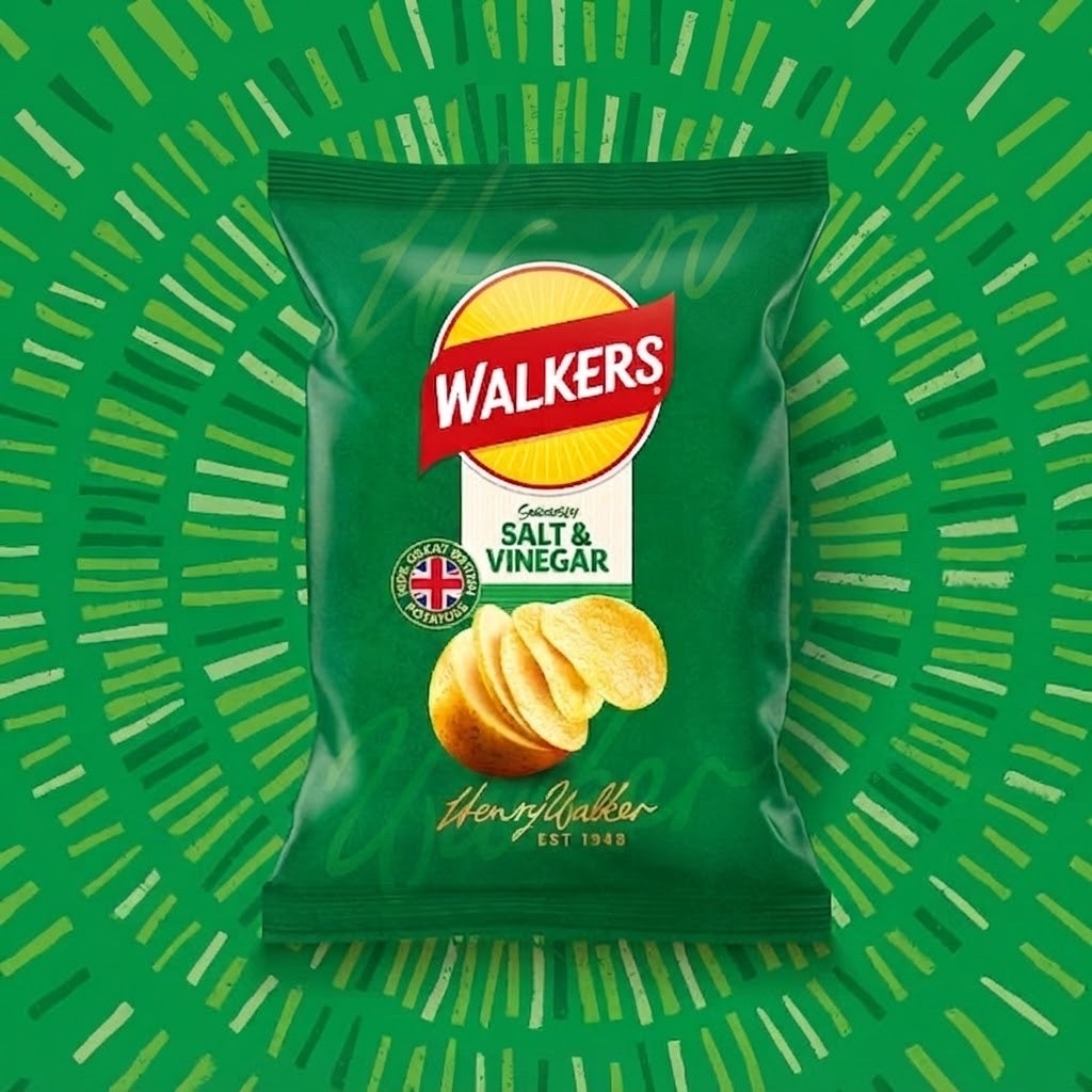 Walkers Salt & Vinegar Crisps 32.5g x 32 | Great British Potatoes