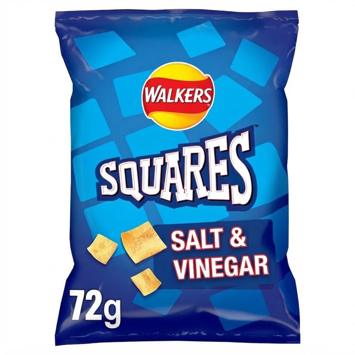 Walkers Squares Salt & Vinegar Crisps 72g x 18 | Multipack Box | UK