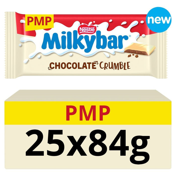 25x Nestle Milkybar Chocolate Crumble White Chocolate Bar 84g Bulk Box Sharing