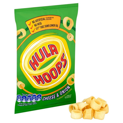 Hula Hoops Crisps 34g x 32 | Cheese & Onion or BBQ Beef | Vegetarian