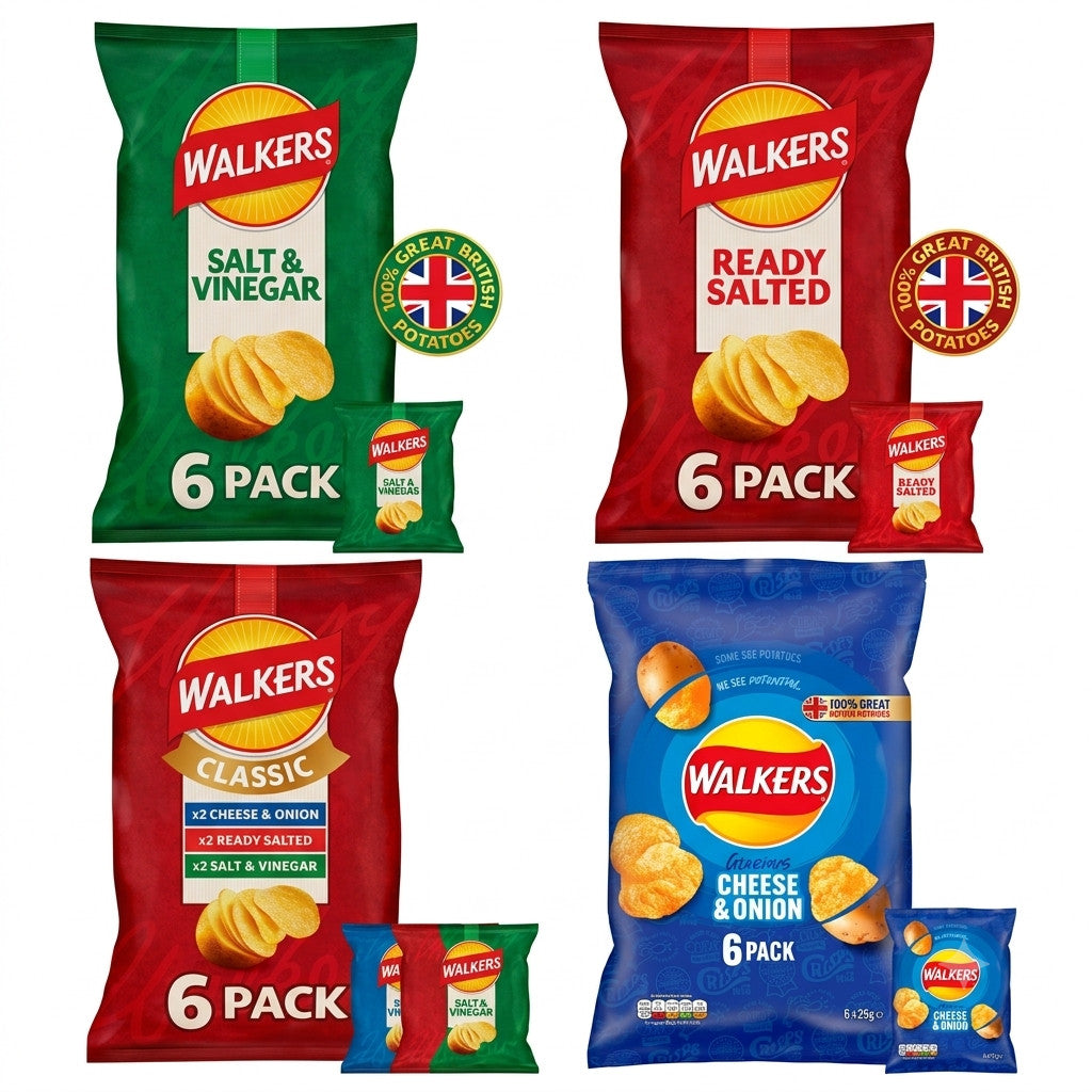 Walkers Classic Variety Crisps 6 x 25g | 3 Favourite Flavours