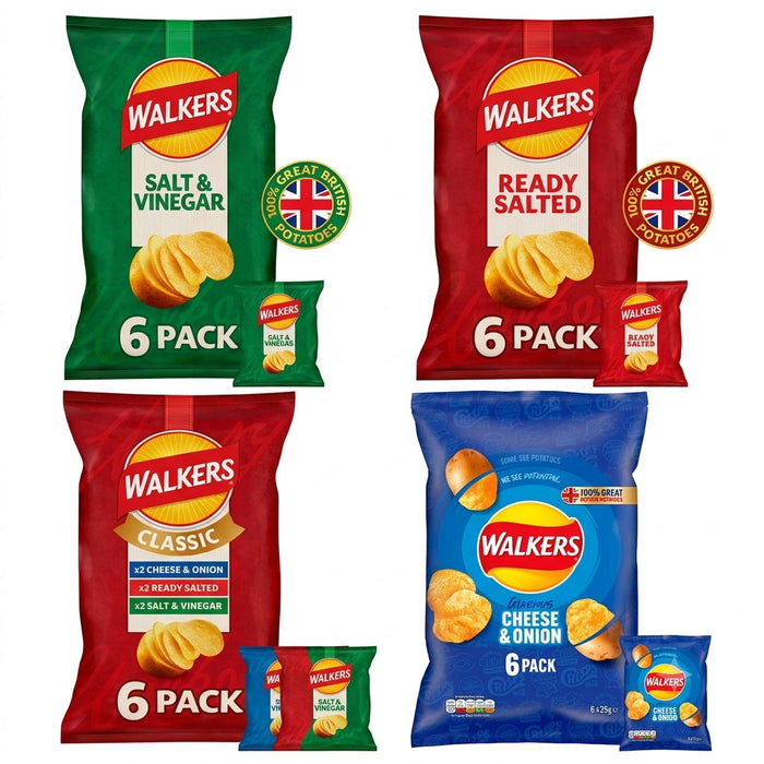 Walkers Classic Variety Crisps 6 x 25g | 3 Favourite Flavours