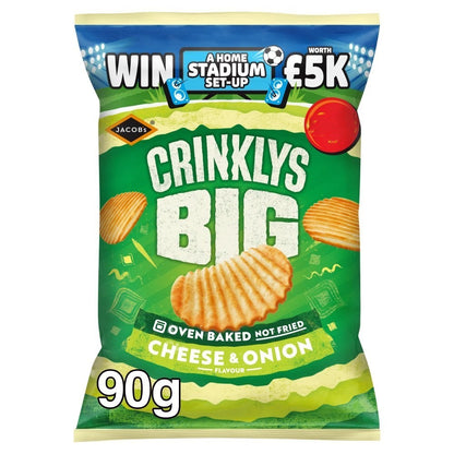 Jacob's Crinklys Big Crisps 90g x 15 | Cheese & Onion or Prawn Cocktail