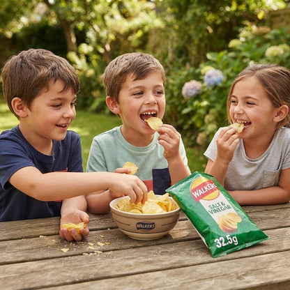 Walkers Salt & Vinegar Crisps 32.5g x 32 | Great British Potatoes