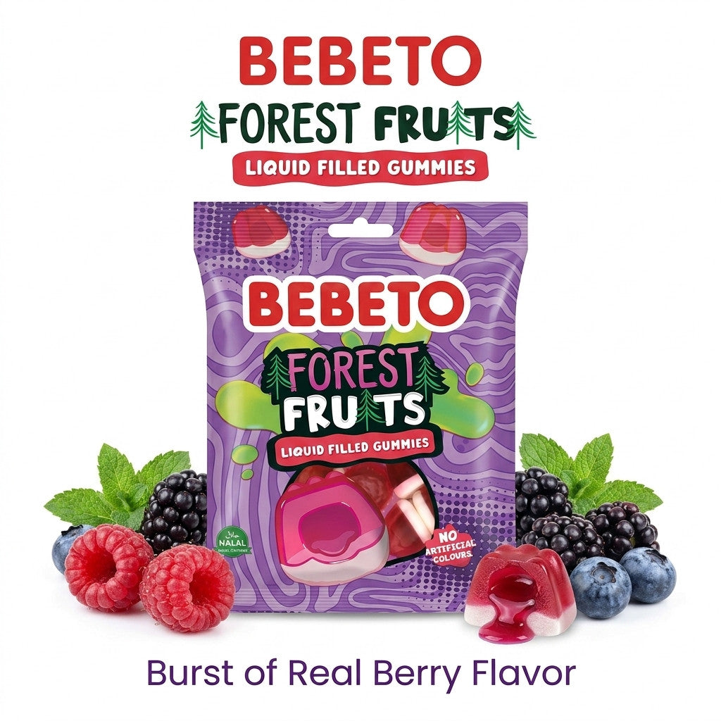 Bebeto Forest Fruits Liquid Filled Gummies 130g x 10 | Halal Sweets