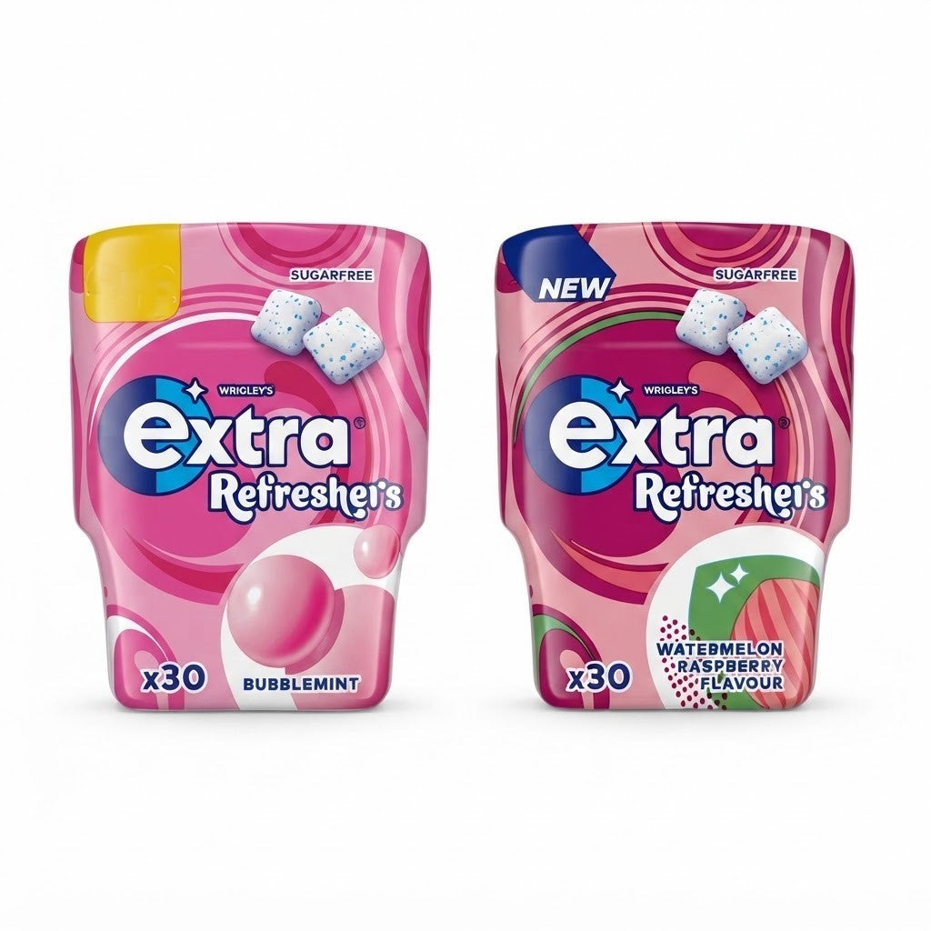 Extra Refreshers Sugar Free Chewing Gum 67g x 30 | Bubblemint or Watermelon Raspberry