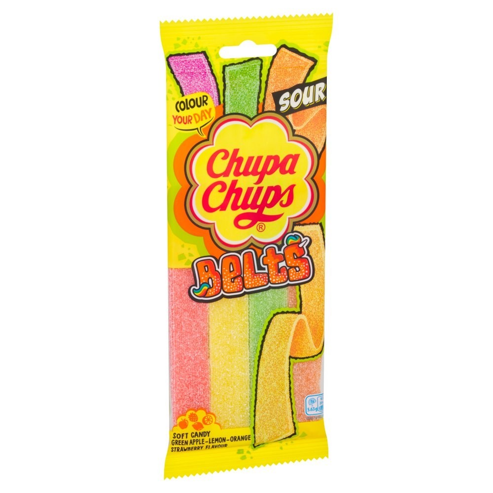 Chupa Chups Soft Candy Belts 90g x 18 | Strawberry, Green Apple & Mixed Fruit