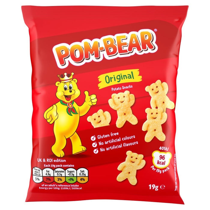 Pom-Bear Original Potato Crisps 19g x 36 | Gluten-Free Vegan Snacks