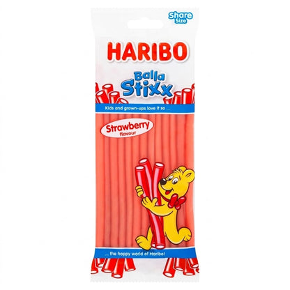 HARIBO Balla Stixx Strawberry 140g x 12 | Chewy Sweets Bulk Box