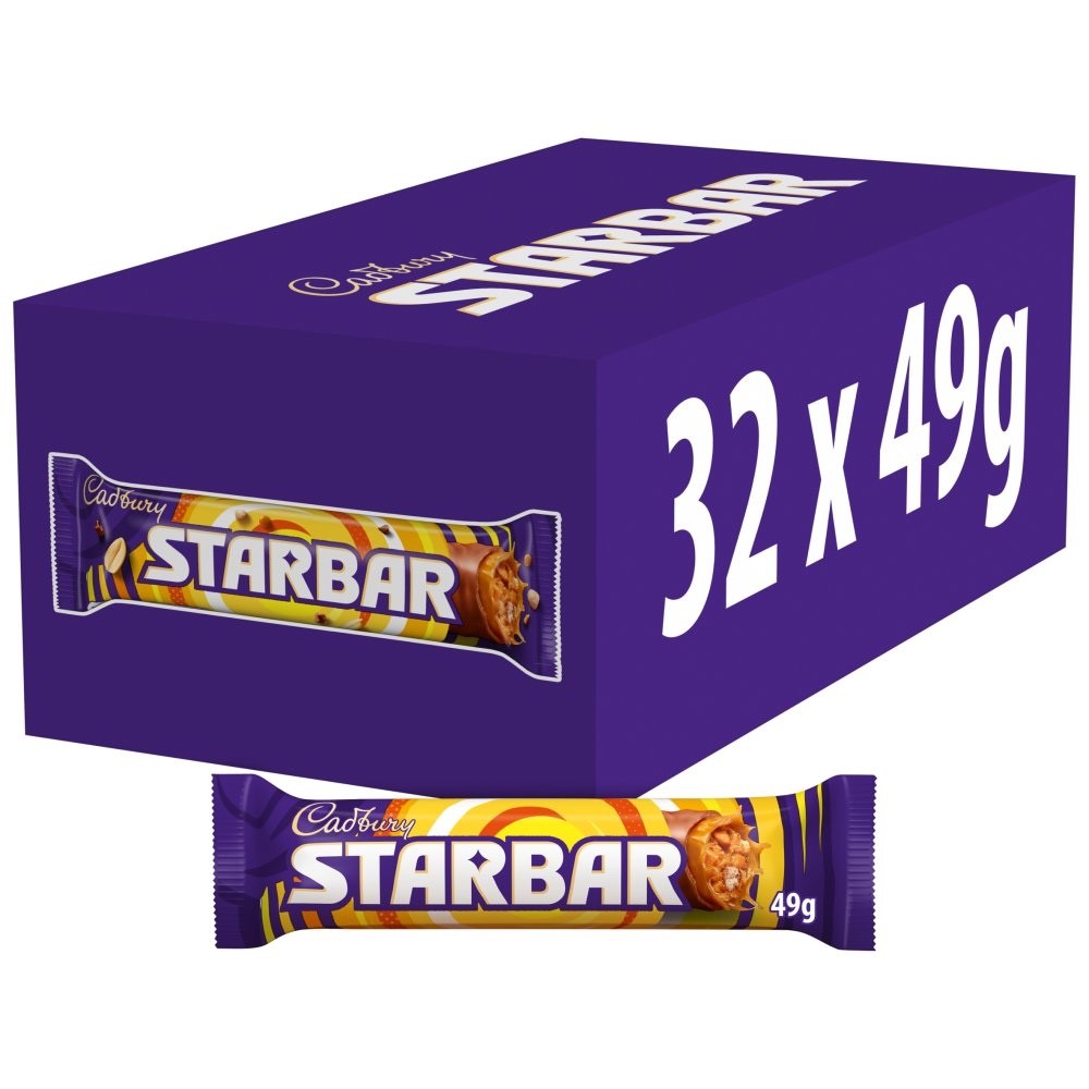 Cadbury Starbar Milk Chocolate Bar 49g x 32Bulk Box British Caramel Peanut snack