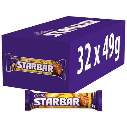 Cadbury Starbar Milk Chocolate Bar 49g x 32Bulk Box British Caramel Peanut snack