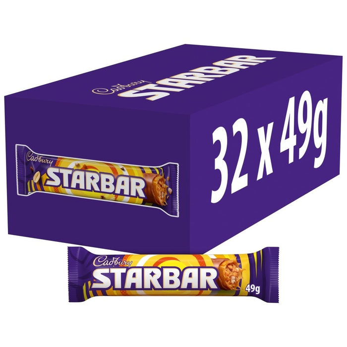 Cadbury Starbar Milk Chocolate Bar 49g x 32Bulk Box British Caramel Peanut snack