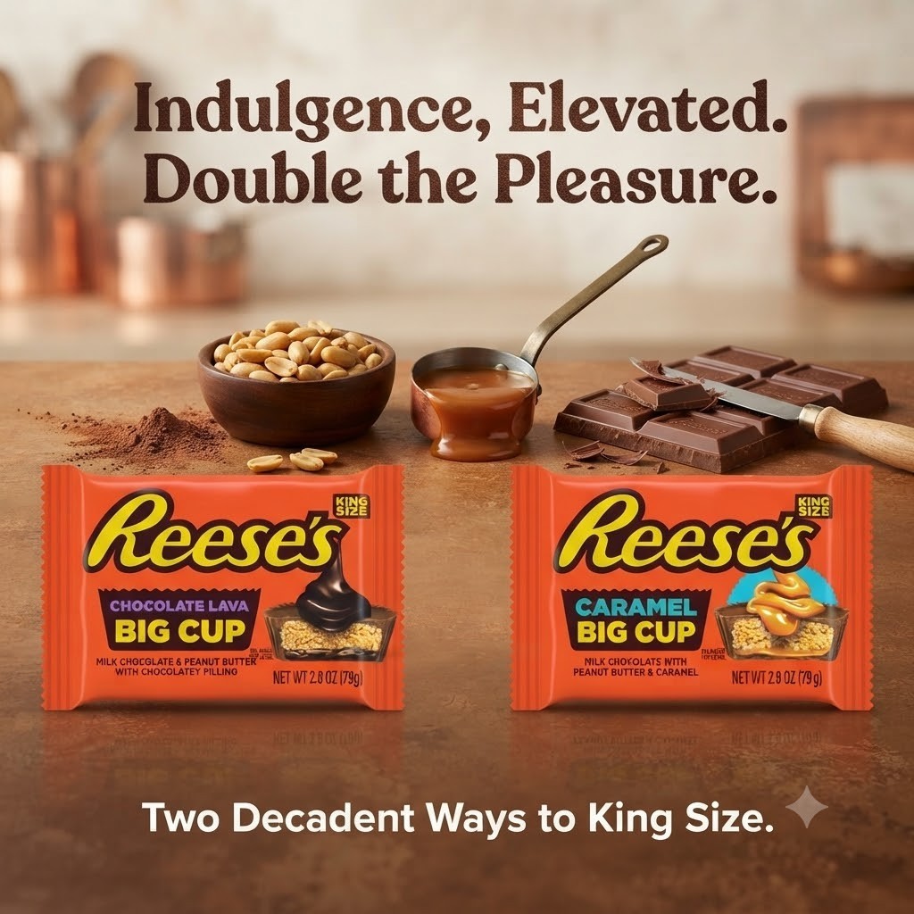 79g x 16 Pack Reese's Big Cup King Size Chocolate Lava & Caramel Peanut Butter Bulk