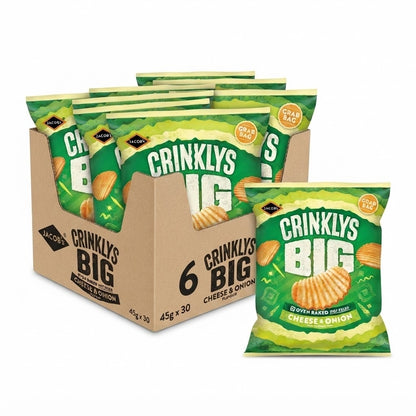Jacob's Crinklys Cheese & Onion Crisps 45g x 30 | Oven Baked | Bulk Box