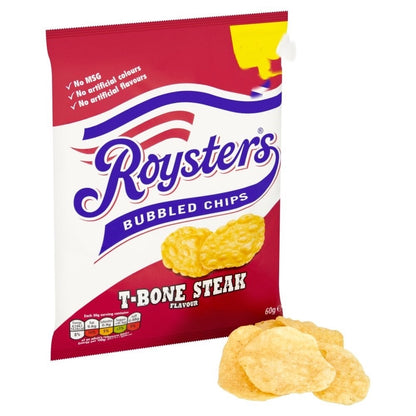 Roysters T-Bone Steak Crisps 60g x 20 | Vegetarian & No MSG