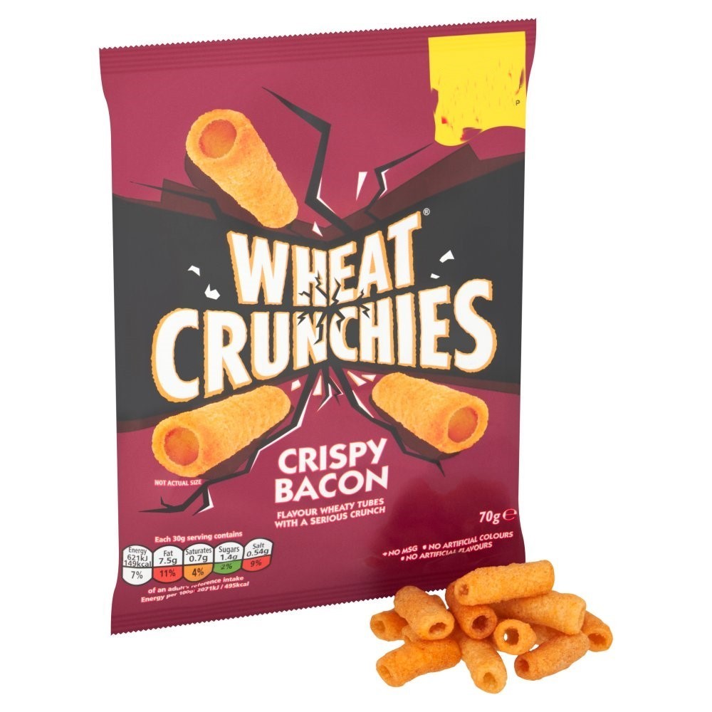 Wheat Crunchies Crisps 70g x 16 | Crispy Bacon & Spicy Tomato