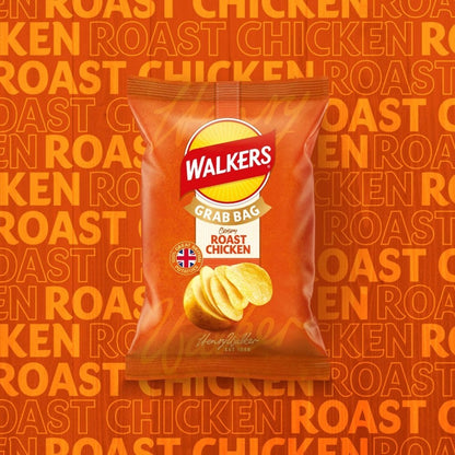 Walkers Grab Bag Crisps 45g x 32 | Pickled Onion, Roast Chicken or Smoky Bacon