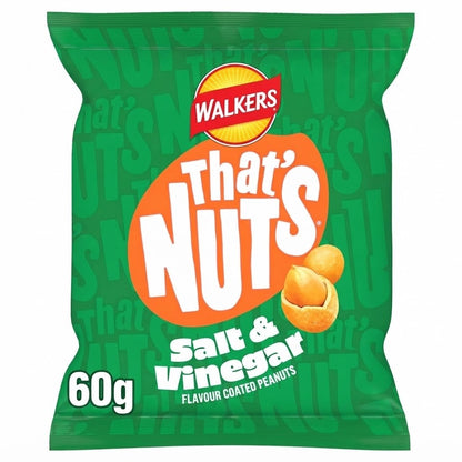 Walkers That's Nuts Salt & Vinegar Coated Peanuts 60g | Crunchy Sharing Snack