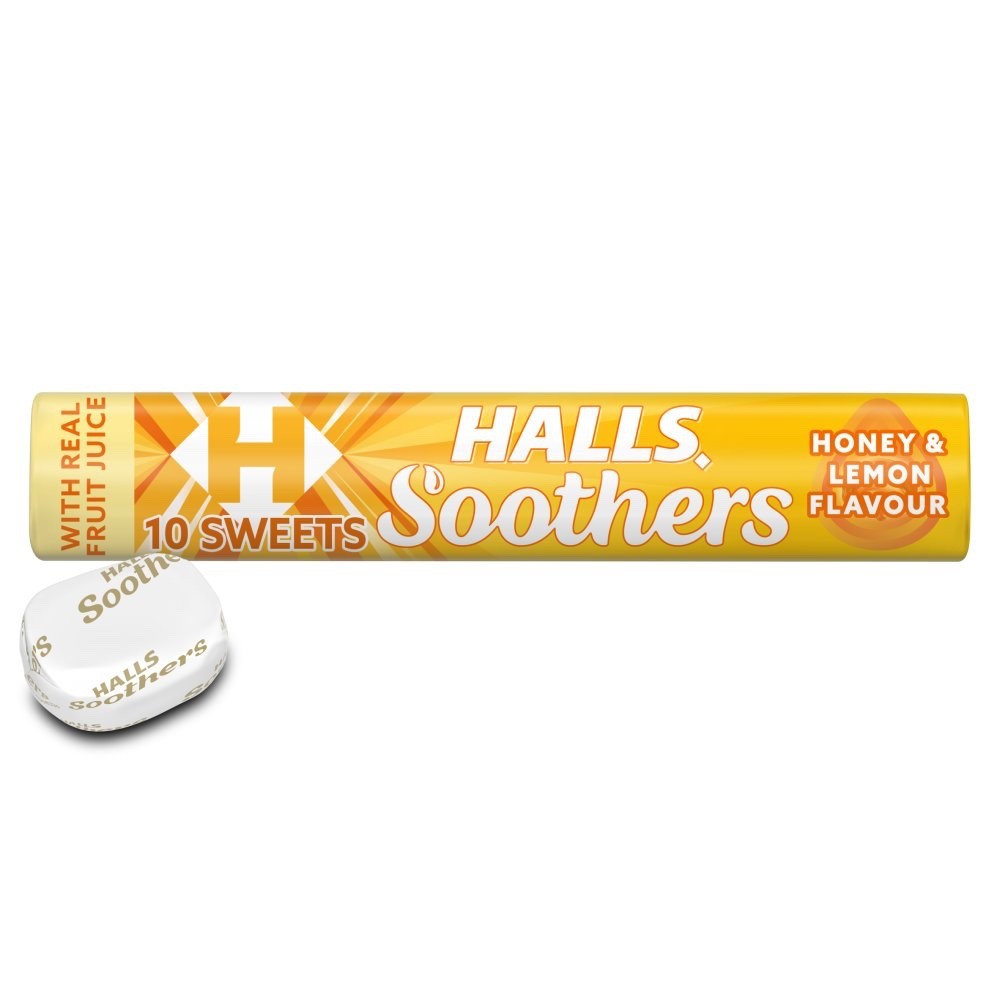 Halls Soothers Honey & Lemon Lozenges 45g x 20 | Real Honey & Fruit Juice