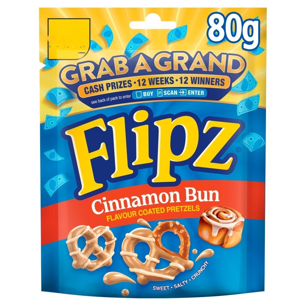 Flipz Coated Pretzels 80g x 12 | Milk Chocolate, Salted Caramel, Cinnamon & Peanut Butter