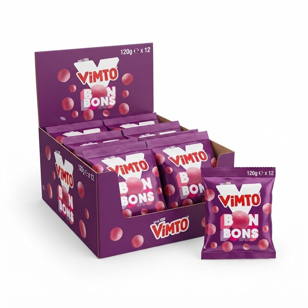 Vimto Bon Bons 120g x 12 Bulk Pack | Real Fruit Juice & Natural Colours | Vegetarian