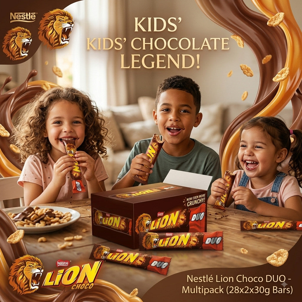 28 x 60g (2x30g) Nestle Lion Choco DUO Chocolate Bar Box Multipack Snack Sweet