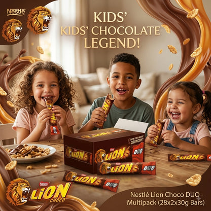28 x 60g (2x30g) Nestle Lion Choco DUO Chocolate Bar Box Multipack Snack Sweet