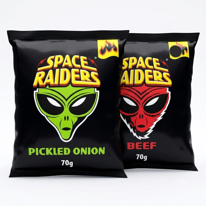 Space Raiders Crisps Beef & Pickled Onion 20 x 70g Bulk Box