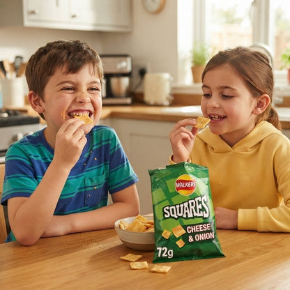 Walkers Squares Cheese & Onion Crisps 72g x 18 | Bulk Sharing Bags