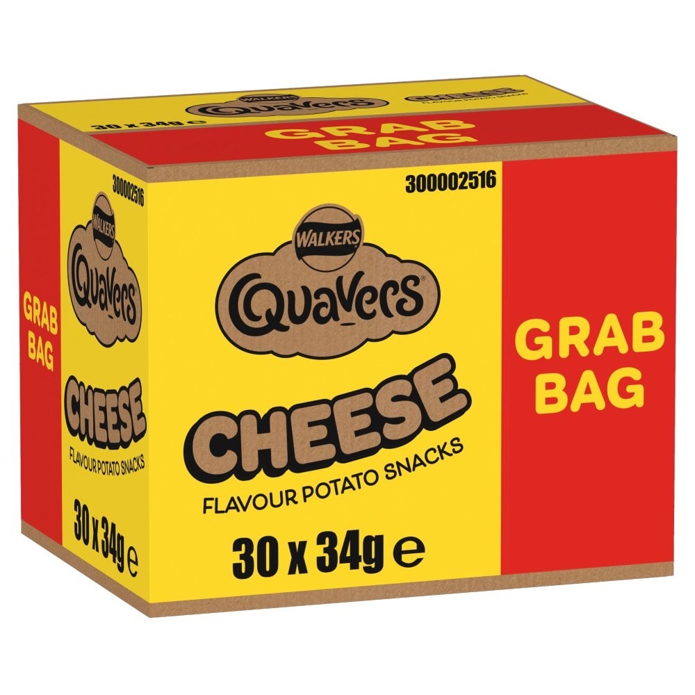 Walkers Quavers Cheese Crisps 34g x 30 | Grab Bags Bulk Box