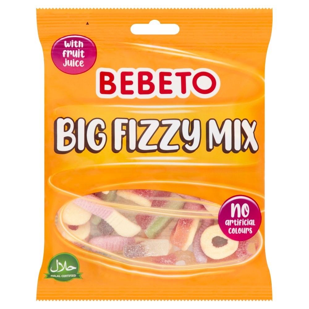 Bebeto Big Fizzy Mix Jelly Sweets 150g x 10 | Halal & Fruit Juice