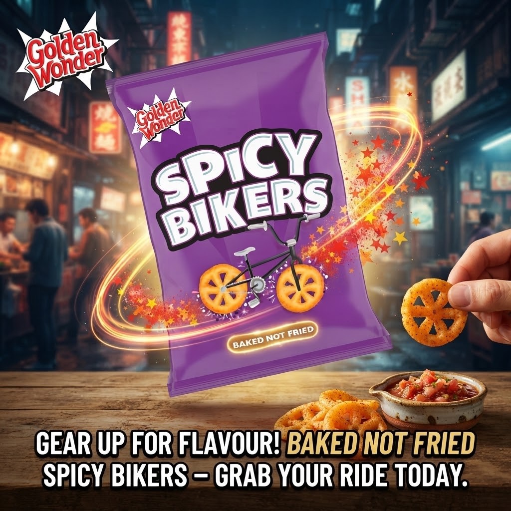 Golden Wonder Spicy Bikers Crisps 50g x 18 | Baked Spicy Snacks | Bulk Box