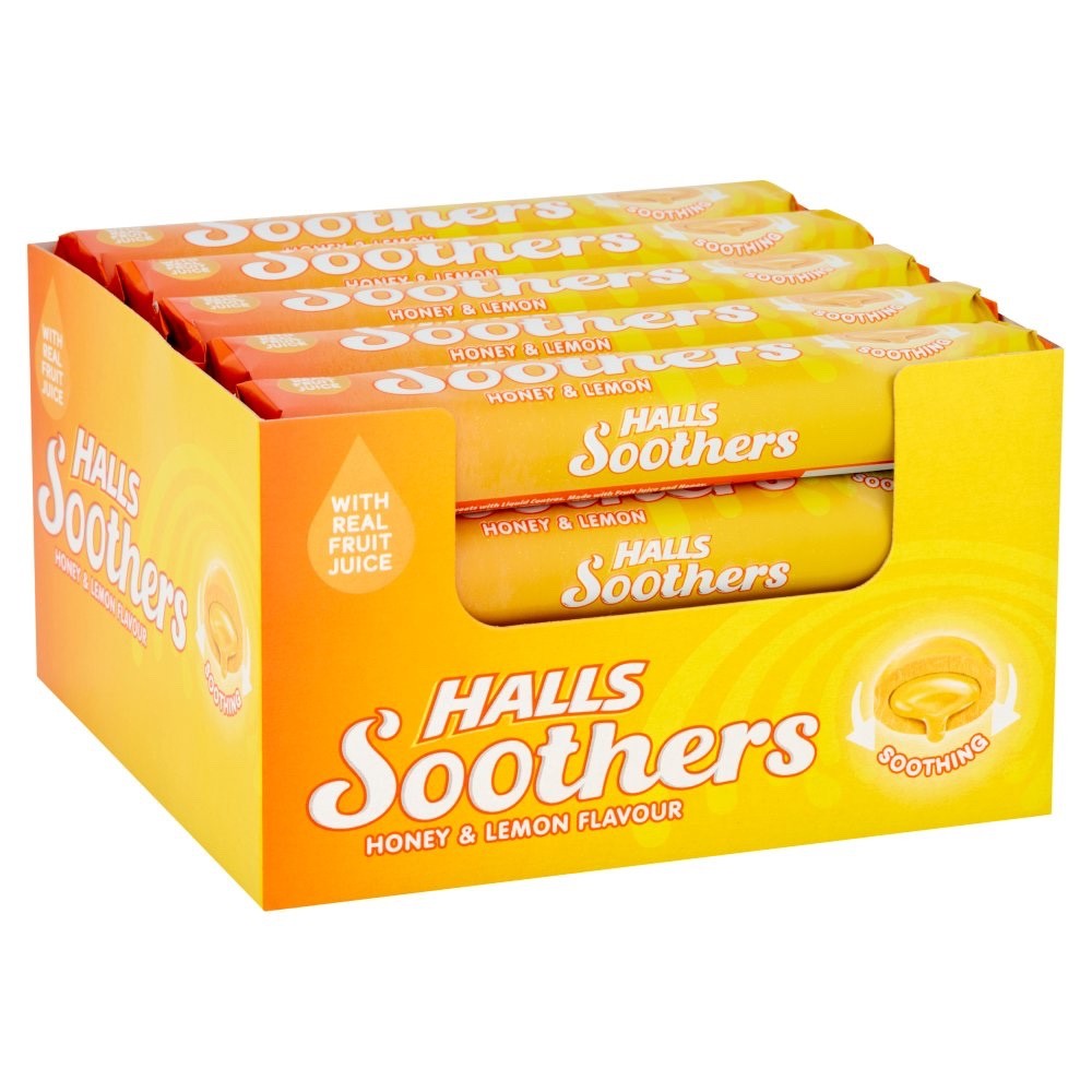 Halls Soothers Honey & Lemon Lozenges 45g x 20 | Real Honey & Fruit Juice