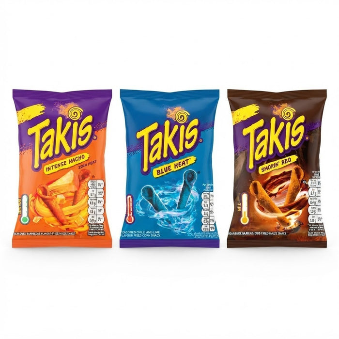 Takis Rolled Tortilla Corn Snacks 55g x 21 | Intense Nacho, Blue Heat & Smokin' BBQ