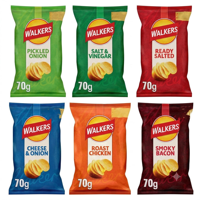 Walkers Sharing Crisps 70g x 18 | 6 Classic Flavours | Great British Potatoes
